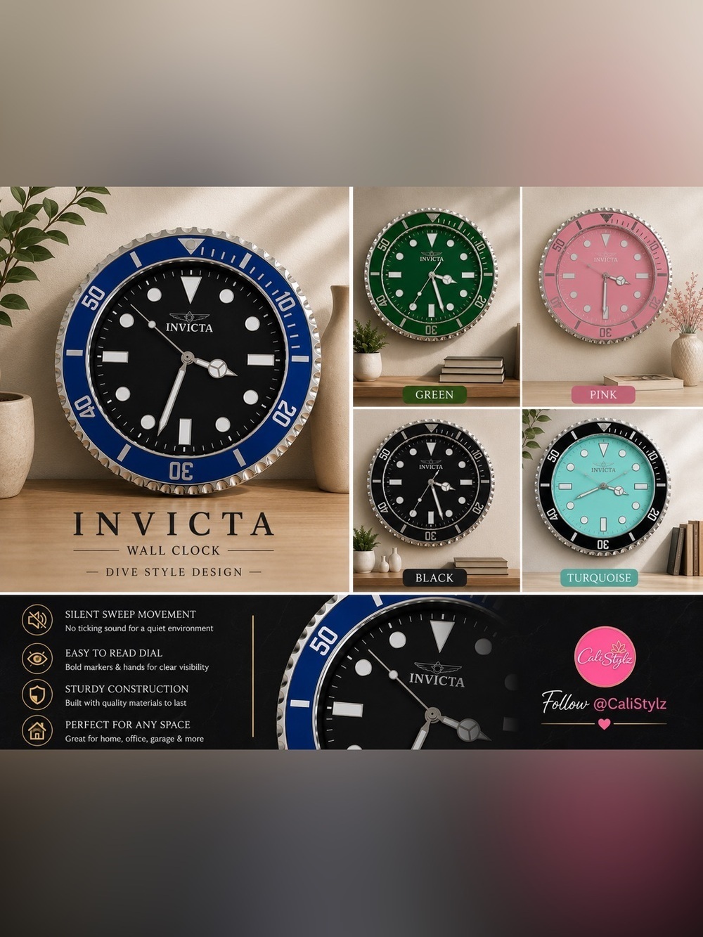 🏎️ New! Invicta Pro Diver 12”  Wall Clock